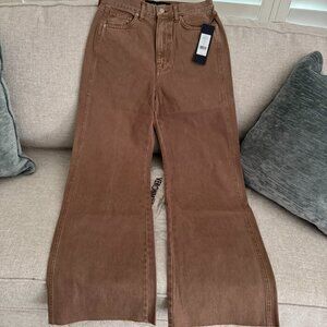New Veronica Beard Taylor High Rise Wide Leg Jeans - Tan Sierra (Size 28)